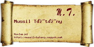 Mussil Tétény névjegykártya